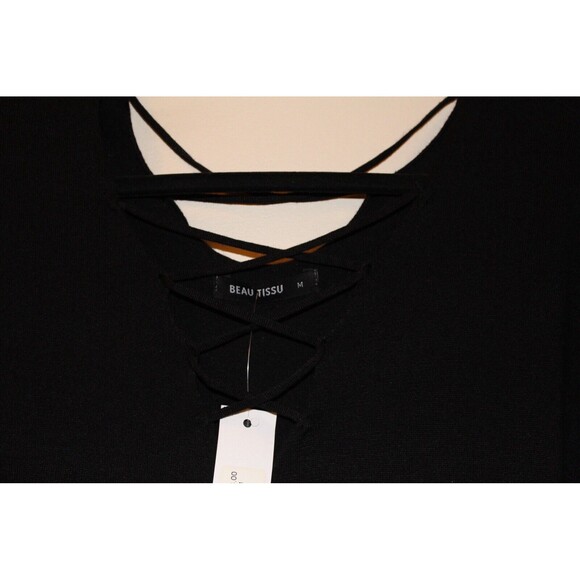BEAU TISSU BLACK LONG SLEEVE SWEATER TUNIC TOP SIZE M RETAIL $54 - Picture 6 of 8